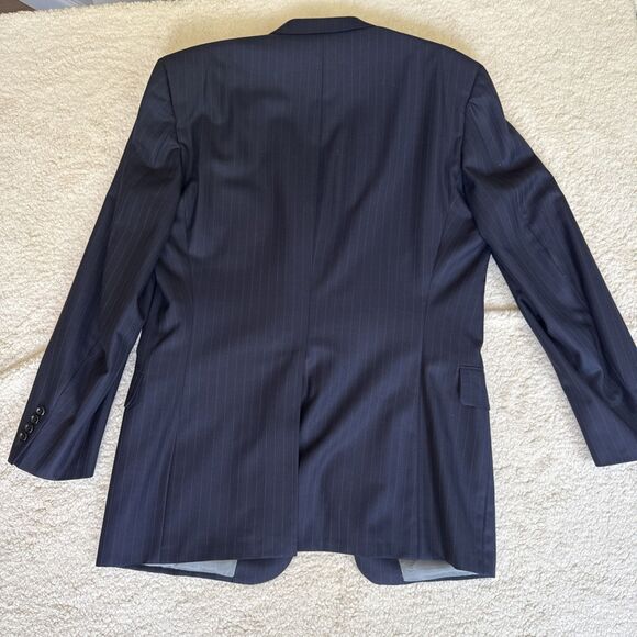 Holland and Sherry Navy Pin Stripe Blazer Jacket Mens 48L - Picture 10 of 14